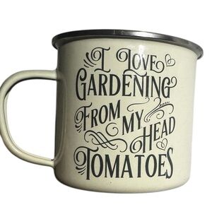 THE GIFTED GARDENER I Love Gardening From My Head Tomatoes Beige Enamel Mug